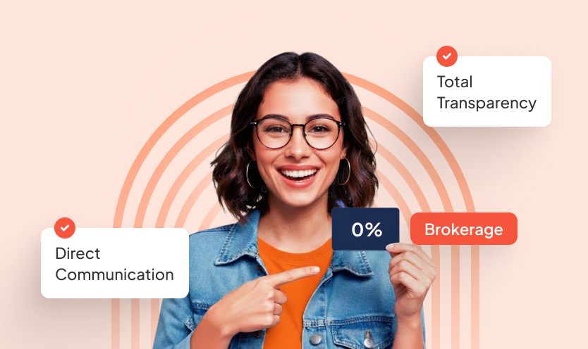 Smiling woman with zero brokerage features